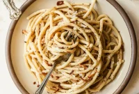 Crispy Shallot Bucatini Cacio e Pepe Recipe