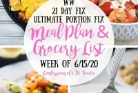 21-Day Fix & WW Meal Plan with Grocery List: Week of June 15, 2020