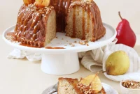 Spiced Pear Bundt Cake with Salted Caramel Drizzle