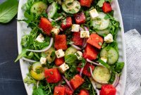Watermelon, Feta & Basil Salad with Balsamic Glaze
