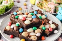 Easter Chocolate Brownies with Spring Decorations