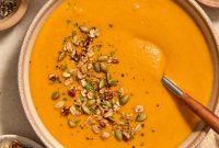 Roasted Red Pepper & Butternut Squash Soup — Dairy-Free Vegan Recipe