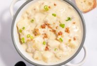 Creamy Baked Potato Soup with Crispy Bacon Topping