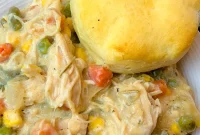 Slow-Cooker Chicken Pot Pie with Flaky Biscuit Topping