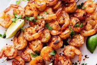 Spicy Lime Grilled Shrimp with Creamy Avocado Cilantro Sauce