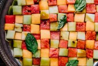 Checkerboard Melon Salad with Mint & Feta