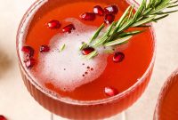 Pomegranate Champagne Cocktail with Gin or Vodka for Holidays