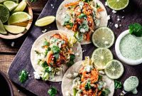 Blackened Garlic Shrimp Tacos with Cilantro Cream Sauce Recipe