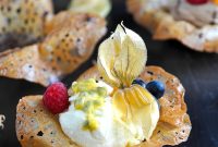 Passion Fruit Mousse in Brandy Snap Bowls Recipe