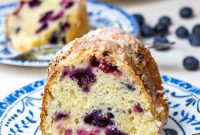 Moist Blueberry Cake with Creamy Sour Cream Frosting