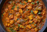 South Indian Black Pepper Tofu Curry with Caramelized Onions