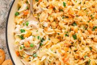 Creamy Chicken Noodle Casserole with Cheesy Crust
