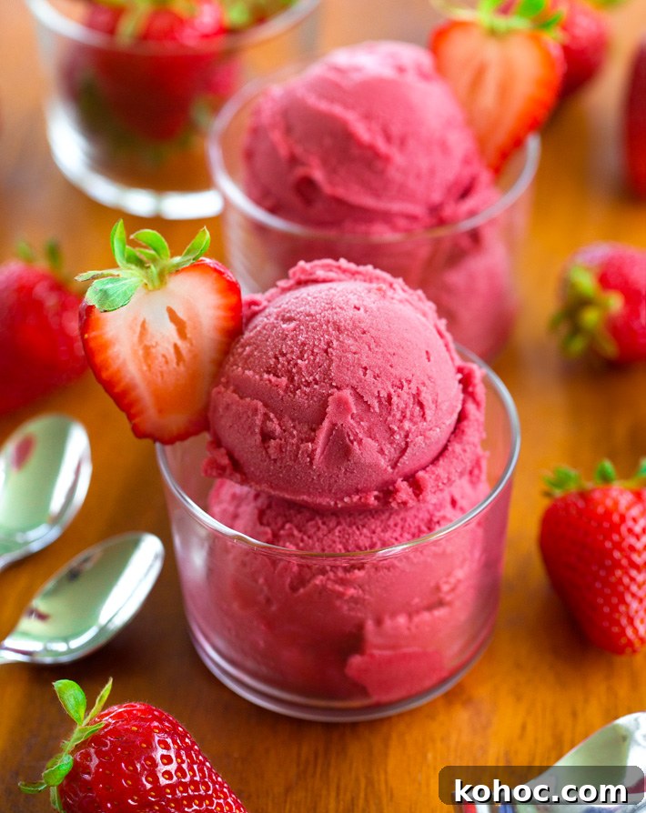 The Best Strawberry Sorbet (No Ice Cream Maker) The Best Strawberry Sorbet (No Ice Cream Maker)