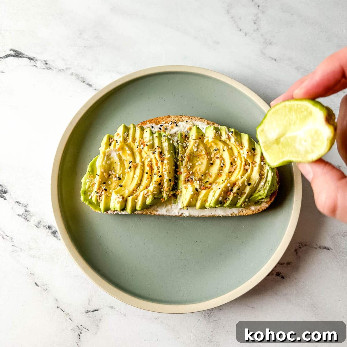 Creamy Avocado Lime Tartine Recipe for Fresh Breakfast 10 Lime juice is squeezed over the finished avocado tartine.