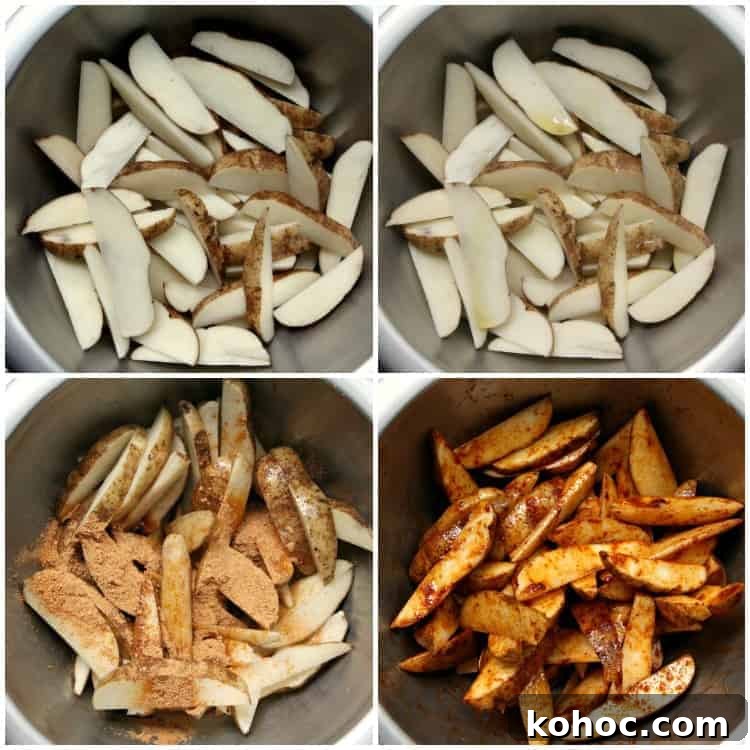 Taco-Seasoned Oven-Baked Potato Wedges 5 Oven Baked Potato Wedges - homemade potato wedges with a little olive oil and taco seasoning