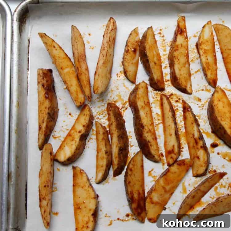Taco-Seasoned Oven-Baked Potato Wedges 6 Oven Baked Potato Wedges - how to make potato wedges on baking sheets in oven