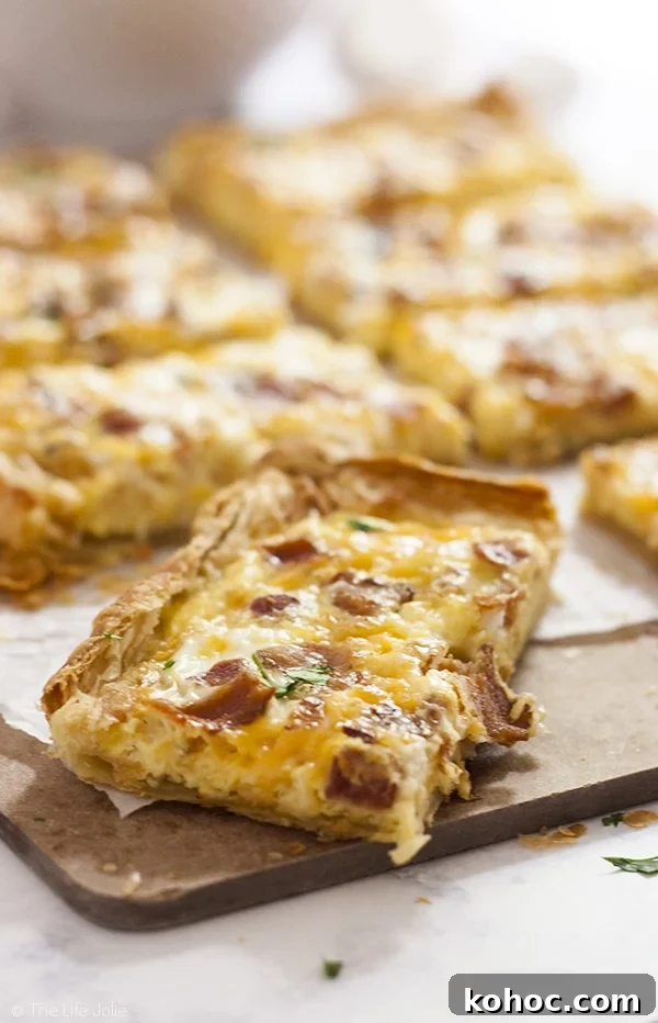 Spinach and Feta Breakfast Puff Pastry Pizza Recipe 7 This Puff Pastry Breakfast Pizza recipe is super easy and fast. You can put whatever toppings on it, but I love it with bacon, eggs and cheese. This is great for brunch, Christmas morning or a nice, relaxing weekend breakfast!