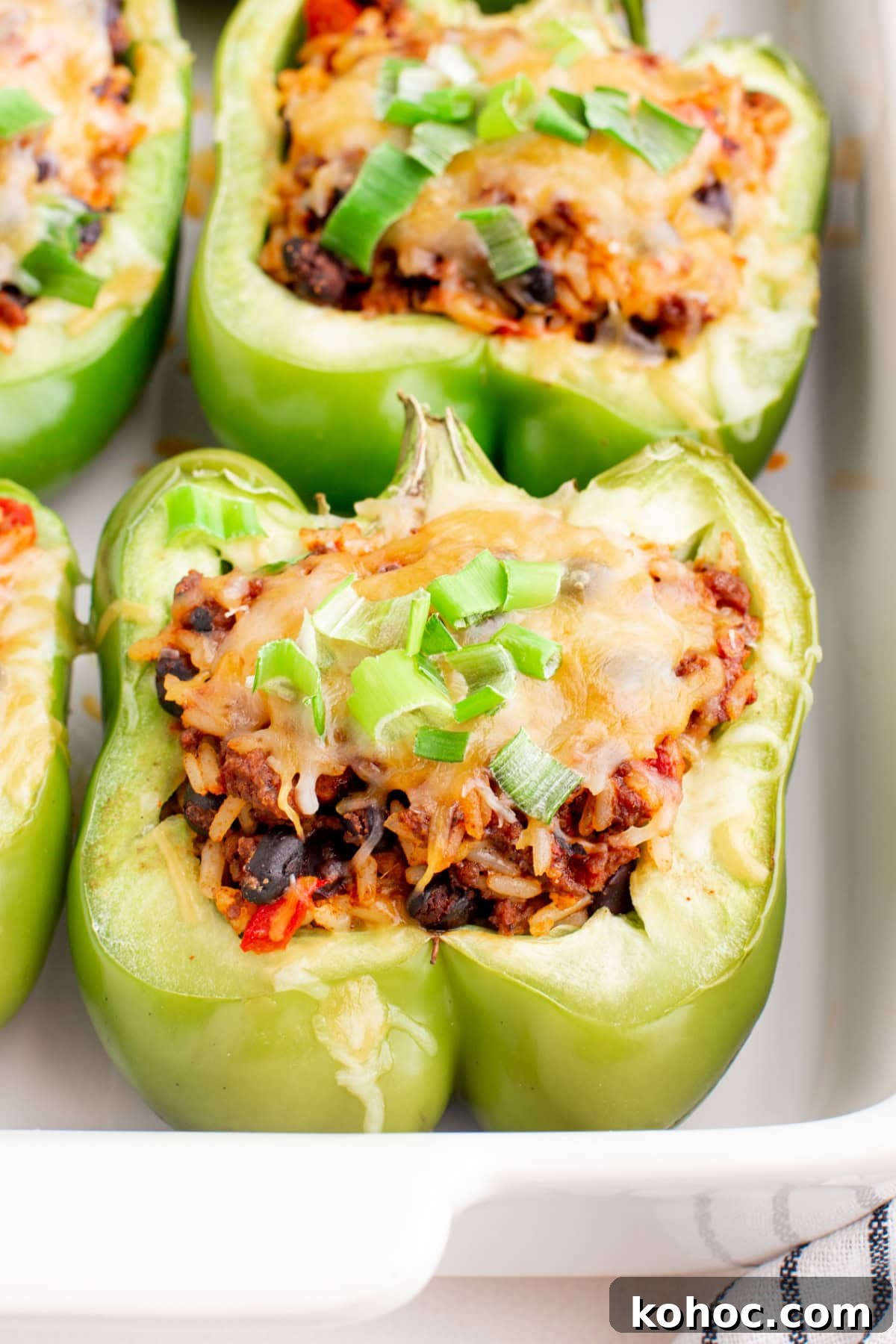 taco stuffed peppers in pan