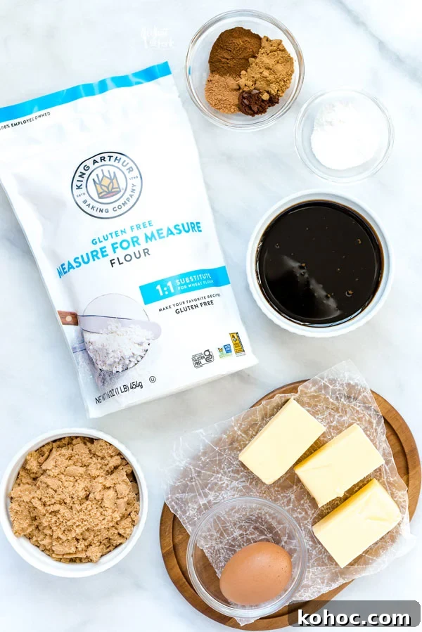 Gluten-Free Gingerbread Cookies Recipe for Perfect Holiday Bakes 5 overhead shot of ingredients to make gluten free gingerbread cookies