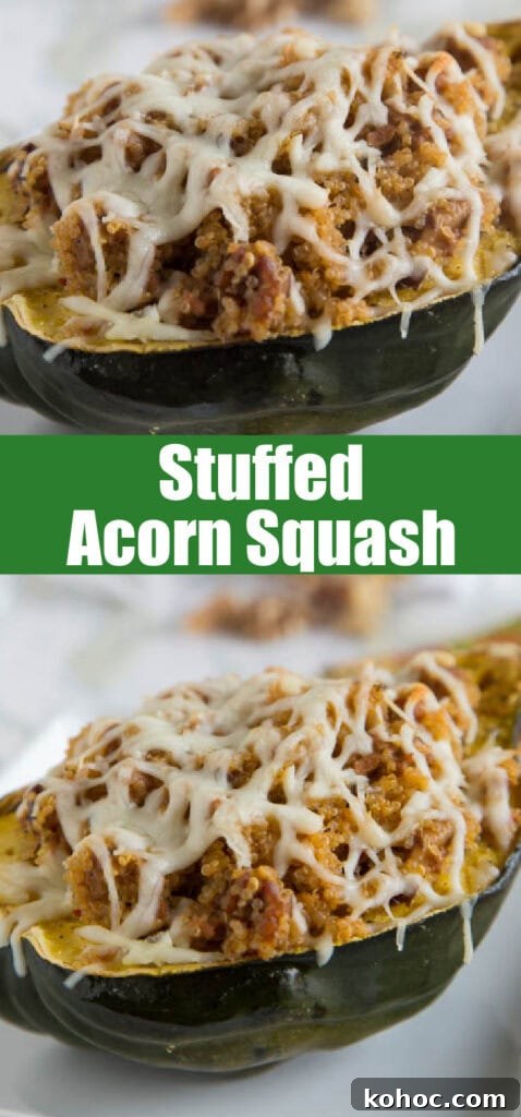 Quinoa and Sausage Stuffed Acorn Squash Recipe 5 stuffed acorn squash topped with cheese for pinterest