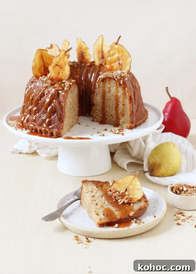 Spiced Pear Bundt Cake with Salted Caramel Sauce
