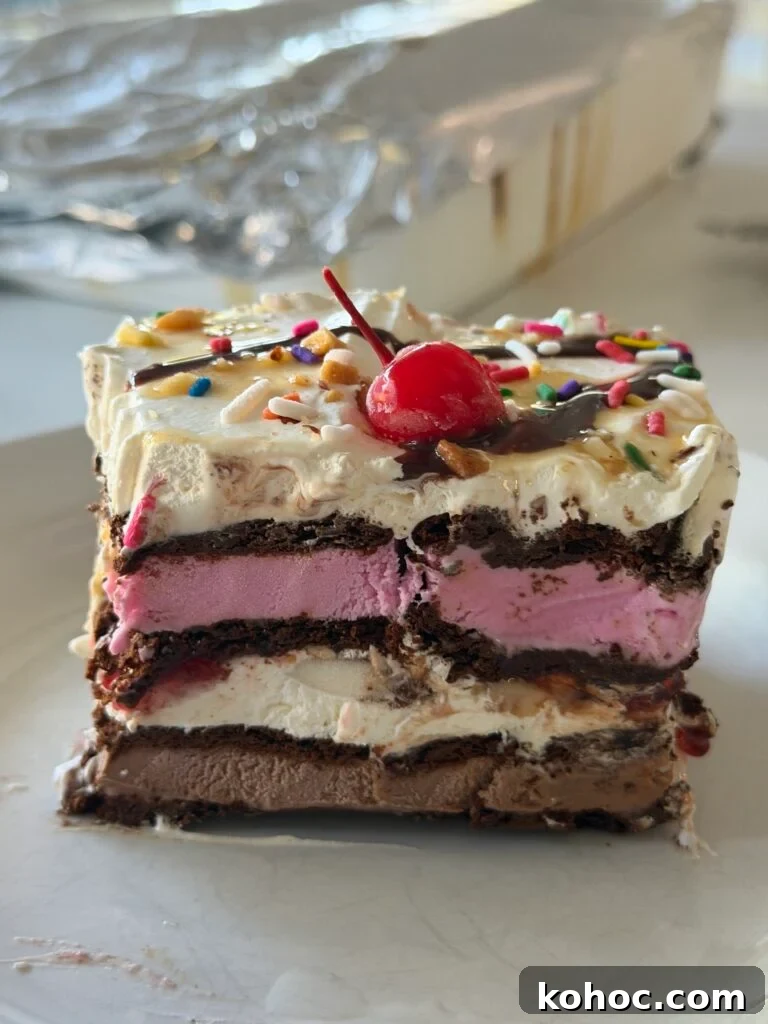 Banana Split Ice Cream Sandwich Cake Recipe for Summer Parties 4 img 130659 3