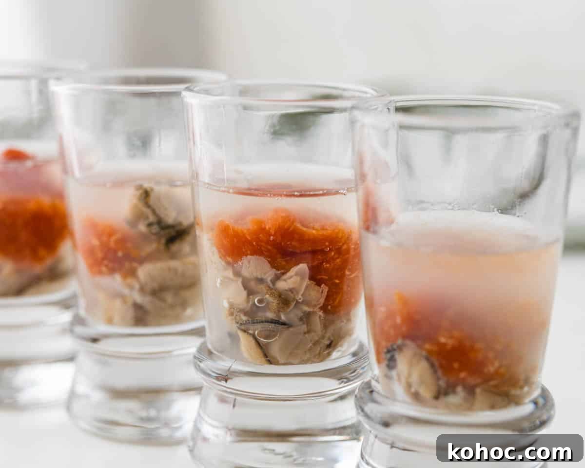 A line of oyster shooters.