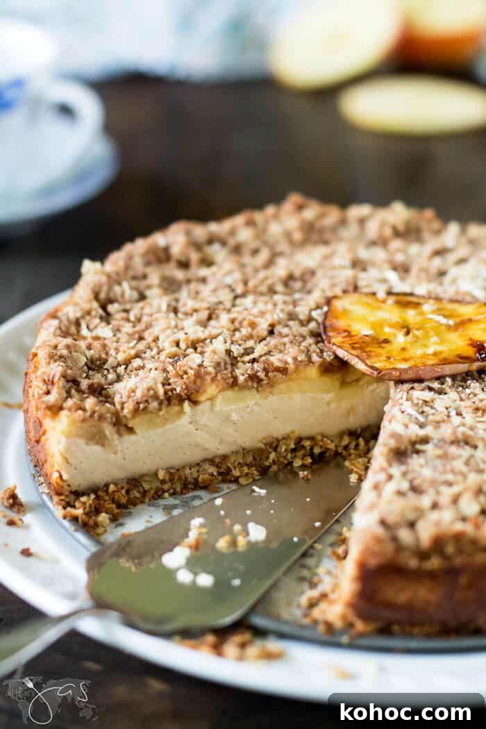 Bavarian Apple Oatmeal Streusel Cheesecake