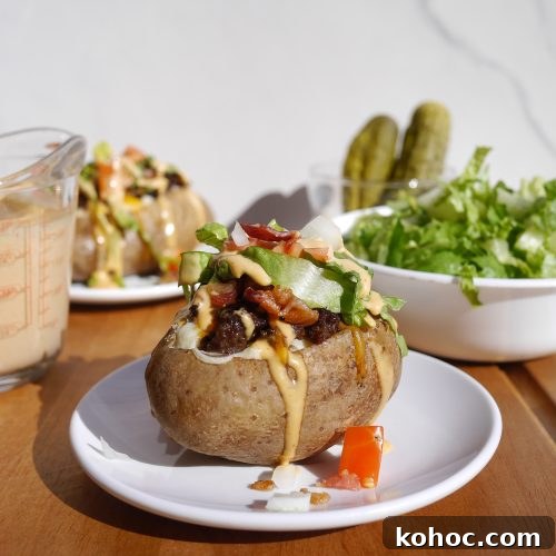 Twice-Baked Cheeseburger Stuffed Potatoes with Bacon 2 Twice baked cheeseburger potatoes