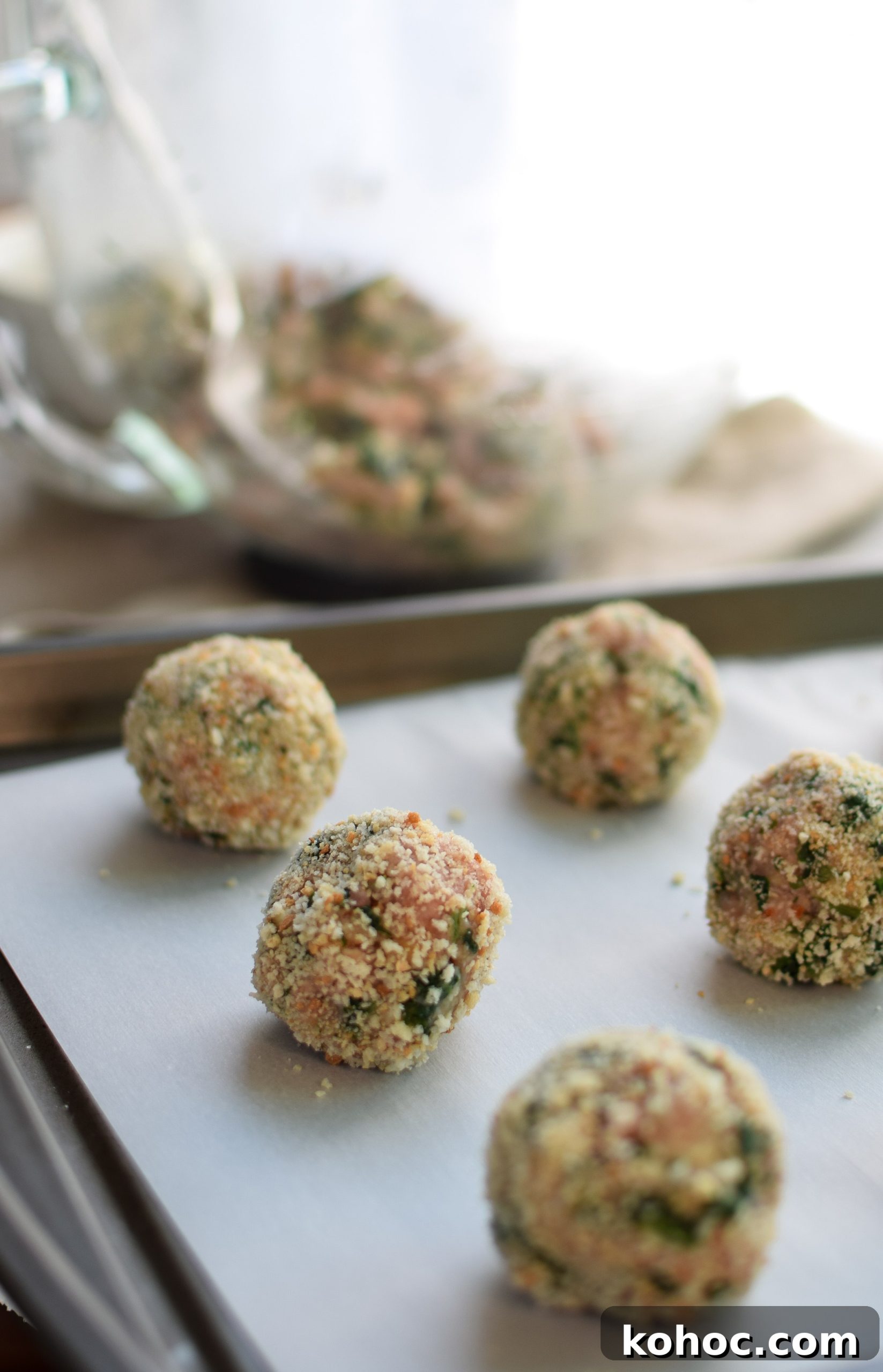 Spicy Baked Turkey Spinach Meatballs - plated