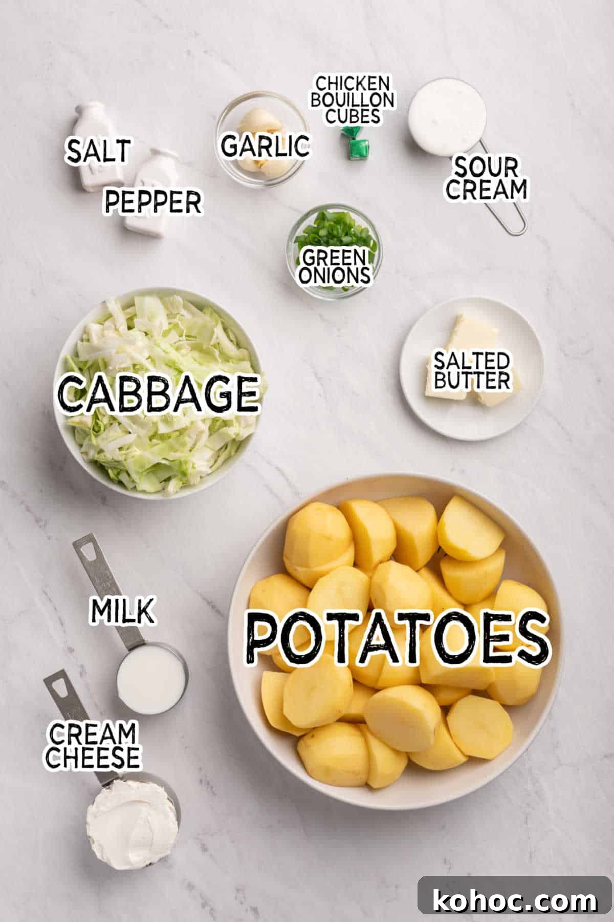 How to Cook Authentic Irish Potatoes: Classic Recipes & Tips 3 Ingredients on white marble counter.