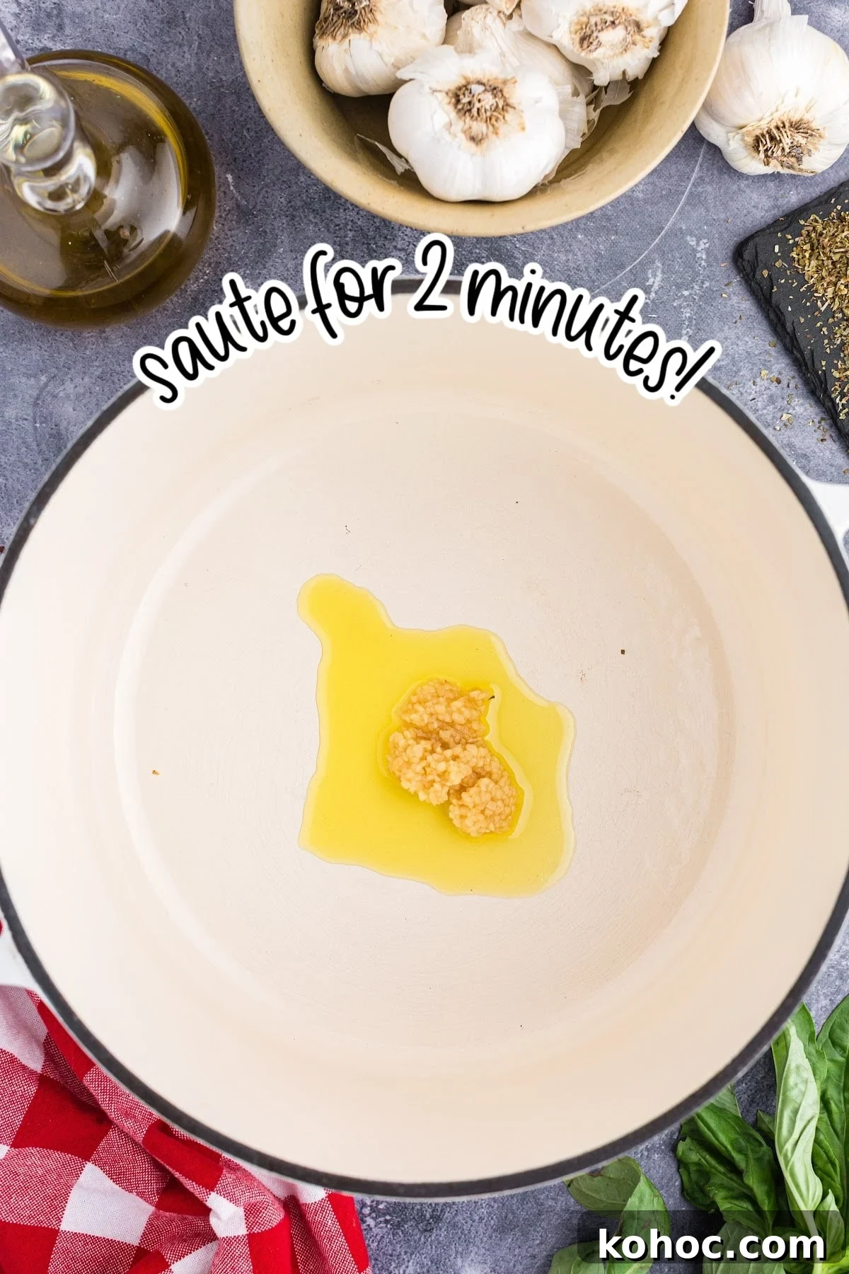 Zesty Spicy Marinara Sauce Recipe for Bold Tomato Flavor 4 Sauté garlic in a pan.