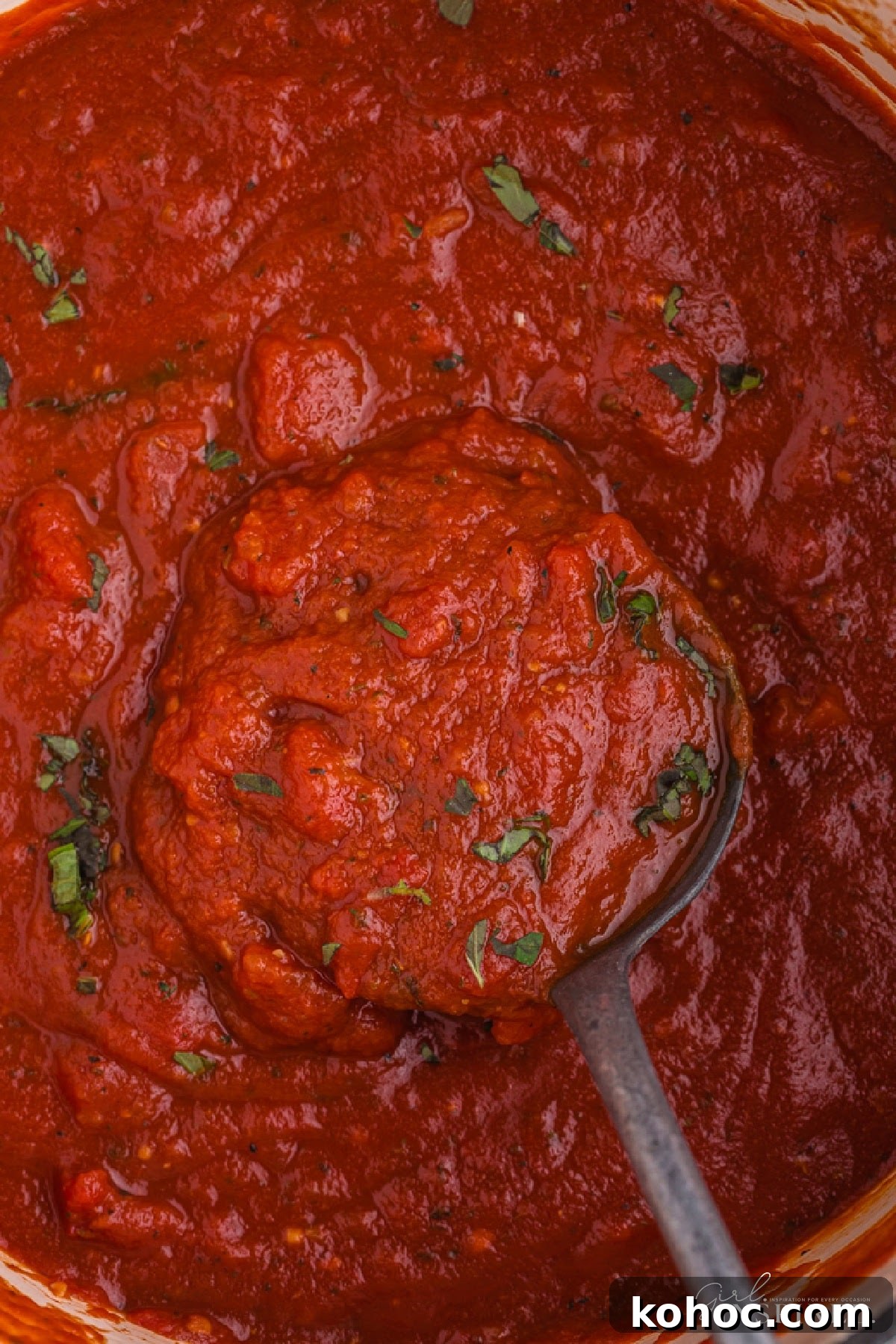 Zesty Spicy Marinara Sauce Recipe for Bold Tomato Flavor 10 A spoonful of Spicy Marinara sauce.