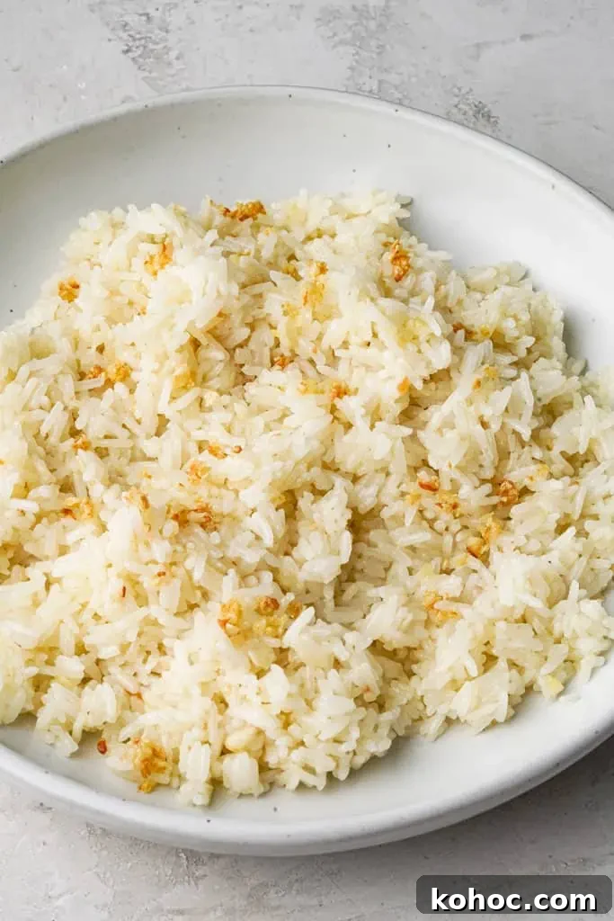 plated Filipino garlic fried rice