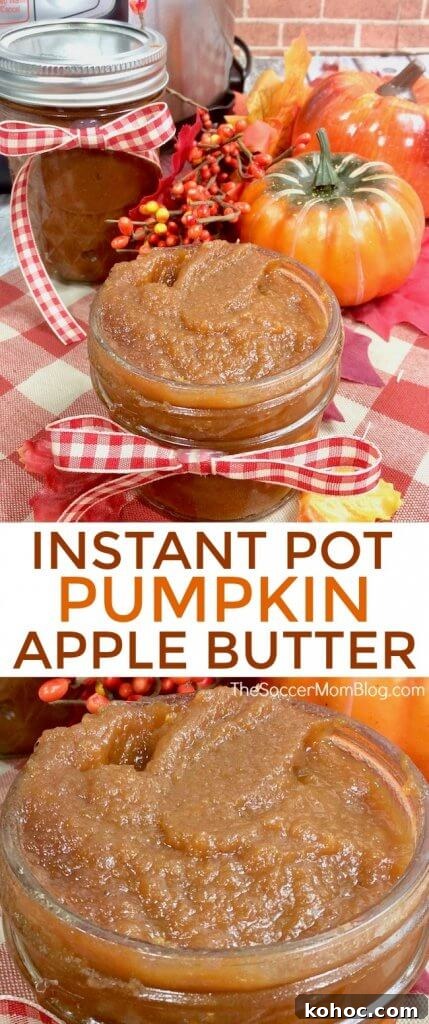 Instant Pot Pumpkin-Apple Butter Recipe for Fall Spreads 7 It's Fall in a jar! This Instant Pot Pumpkin Apple Butter is easy (less than 30 minutes to make!) and apple-solutely delicious!
