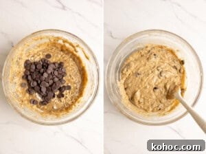 Fold in dark chocolate chips.