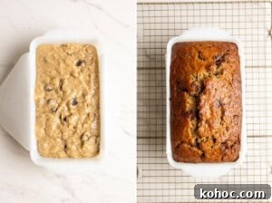Bake chocolate chip miso banana bread until golden.