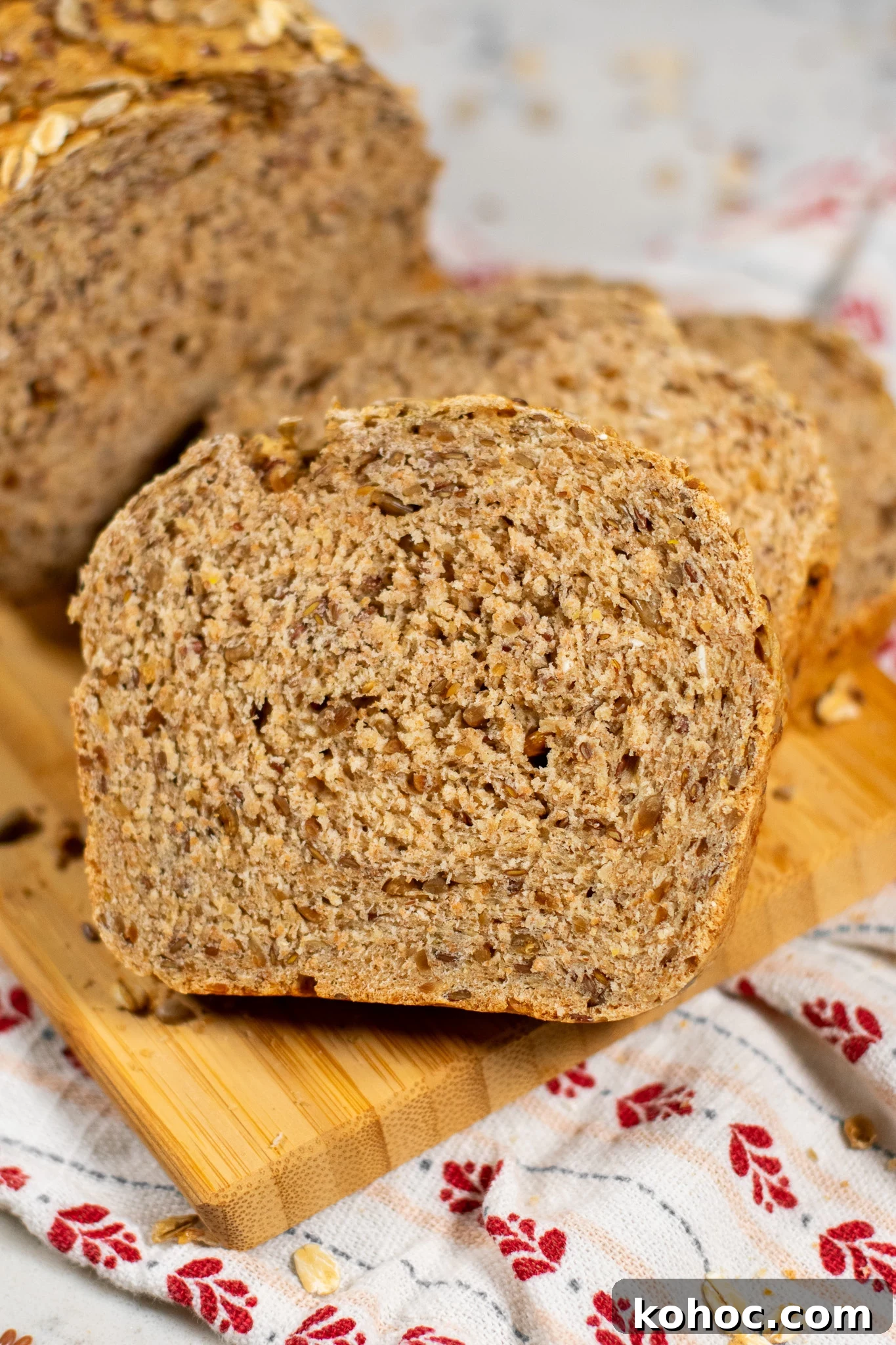 Whole Grain Loaf Recipe: Rustic Nordic Grovbrød Guide 7 A slice of whole grain bread.