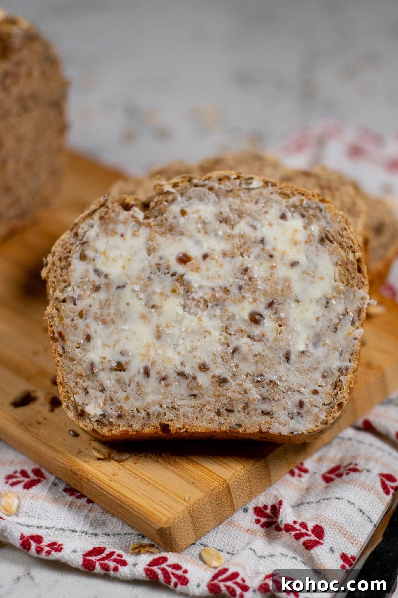 Whole Grain Loaf Recipe: Rustic Nordic Grovbrød Guide 8 A slice of whole grain bread with butter on it.