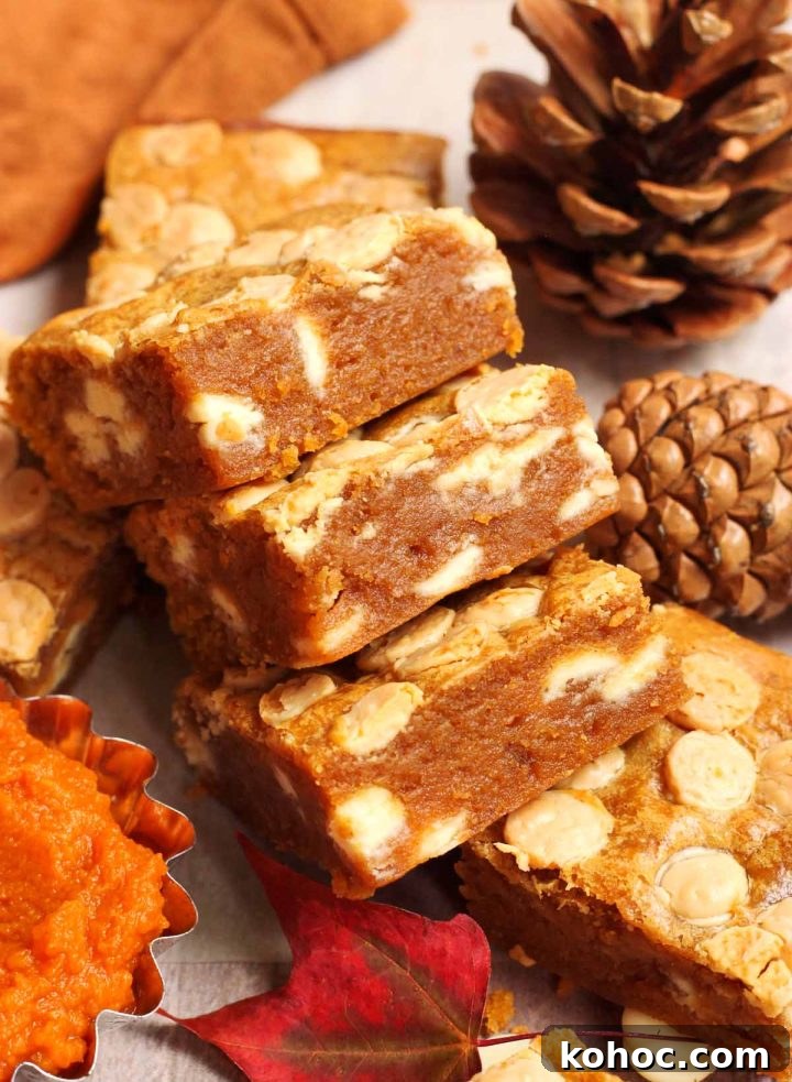 Fudgy Pumpkin Blondies with White Chocolate Chunks 2 pumpkin blondies