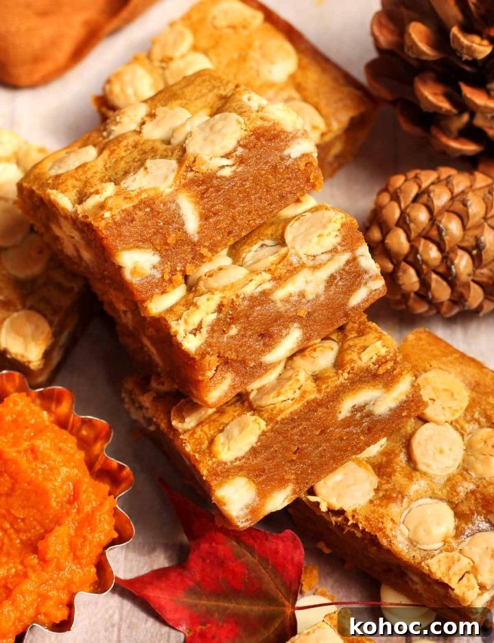Fudgy Pumpkin Blondies with White Chocolate Chunks 7 pumpkin blondies