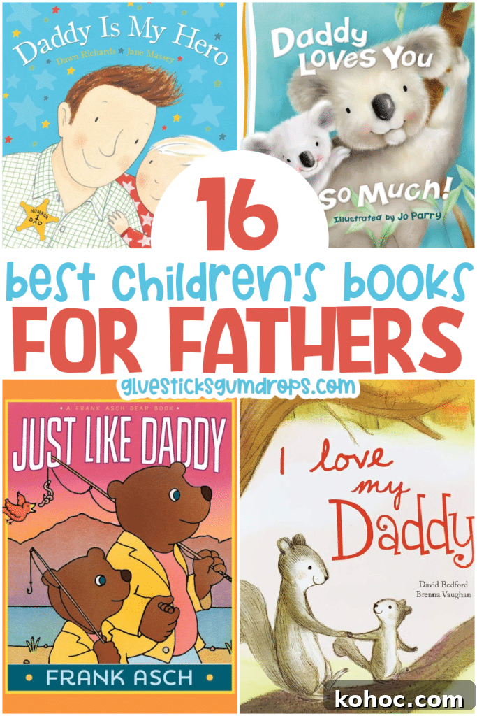 Top Children's Books for Dads: 16 Heartwarming Picks 2 pin collage of kids' books for dads