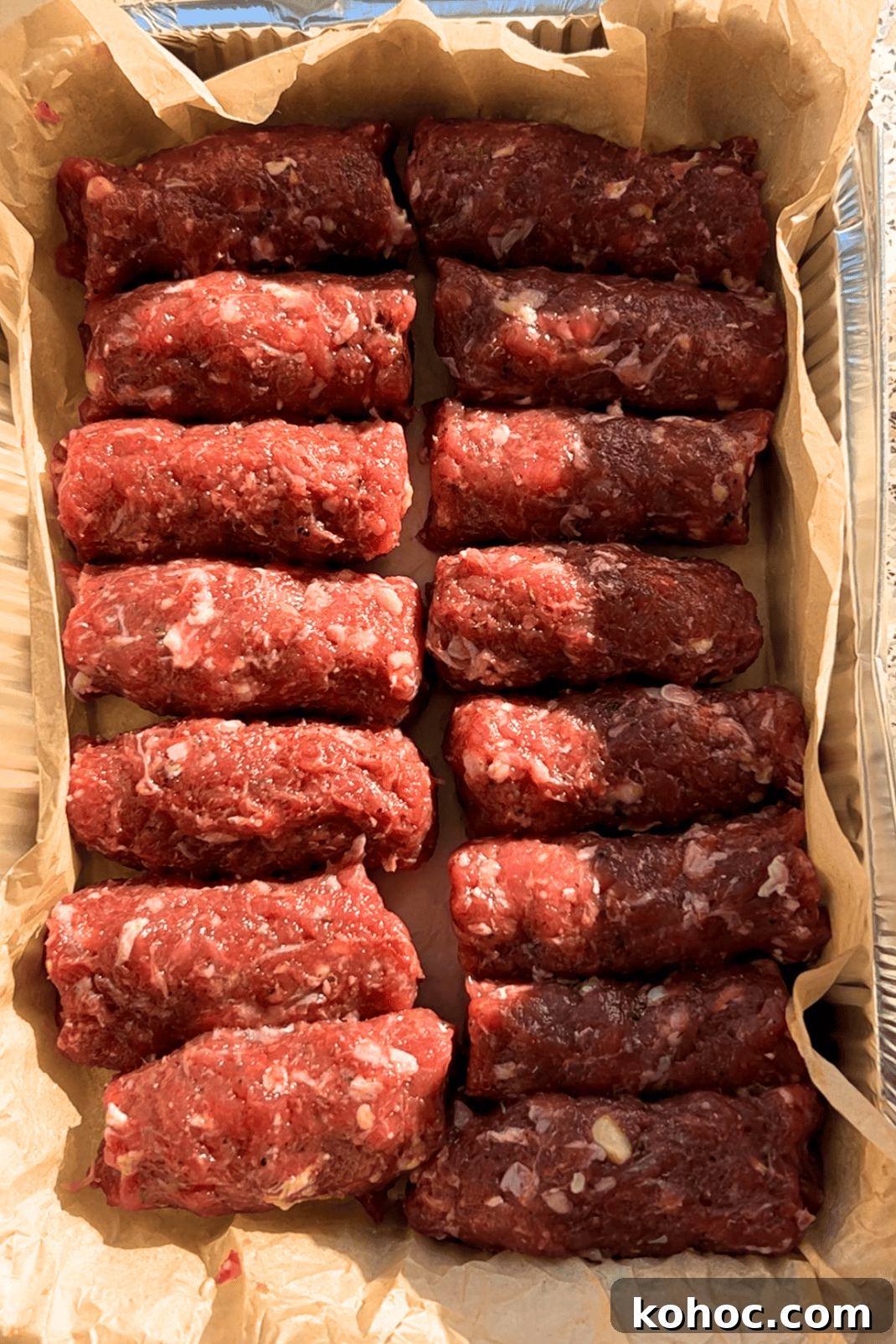 Grilled Romanian Mici (Mititei): Classic Balkan Skinless Sausages 4 Homemade mici (mititei) ready for the grill