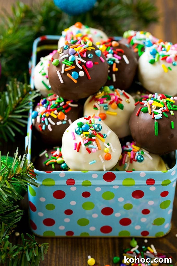 Oreo Balls Dark and white chocolate Oreo balls in a gift tin.