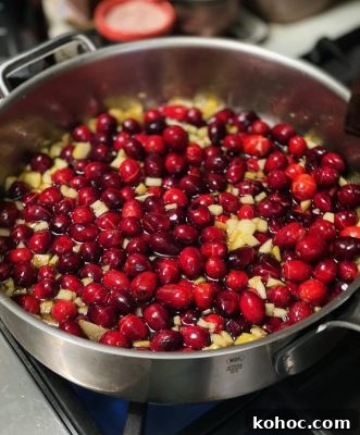 Marsala Cranberry Apple Sauce Recipe for Holiday Meals 6 Cranberry Apple Sauce with Marsala in process