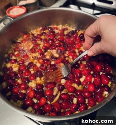 Marsala Cranberry Apple Sauce Recipe for Holiday Meals 7 Cranberry Apple Sauce with Marsala in process