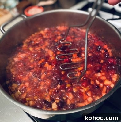 Marsala Cranberry Apple Sauce Recipe for Holiday Meals 8 Cranberry Apple Sauce with Marsala in process
