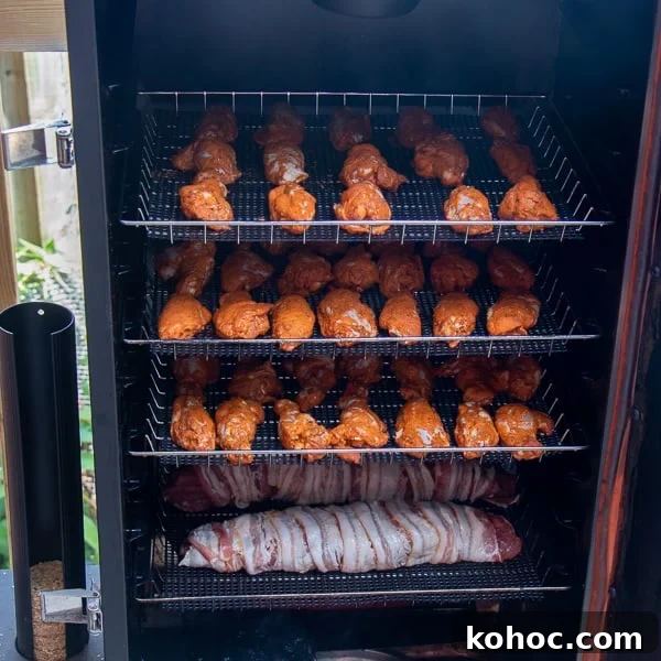 Sweet Thai Chili Smoked Chicken Wings Recipe 3 A delicious BBQ recipe of bacon wrapped smoked pork tenderloin with cajun seasoning.