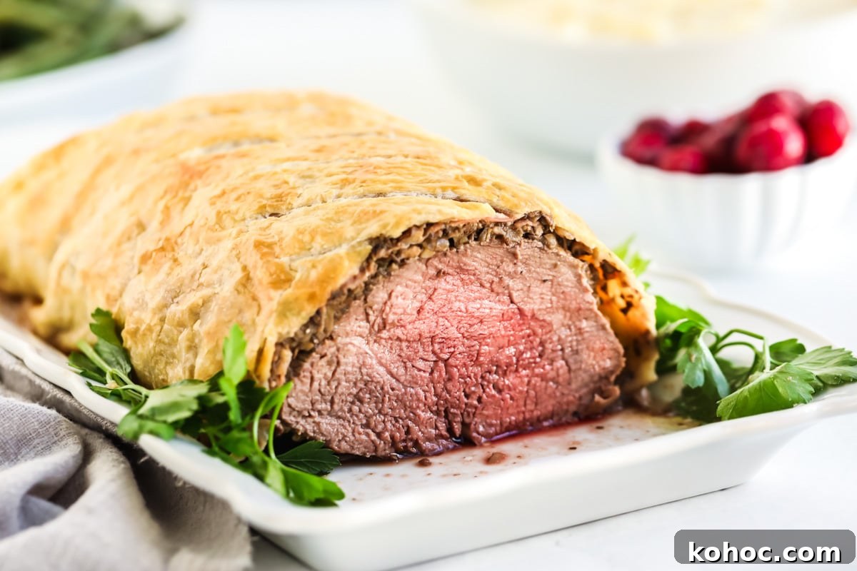 Classic Beef Wellington Recipe: Step-by-Step Guide for Perfect Results 2 Beef Tenderloin on a white serving platter