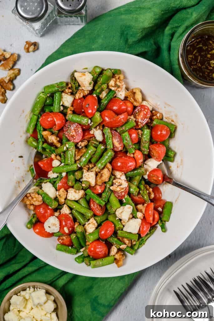 Asparagus Salad with Tomatoes in a serving bowl